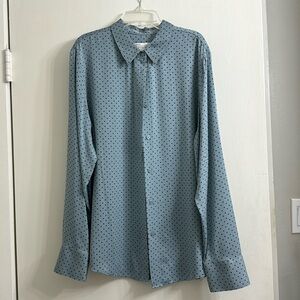 Nordstrom silk polka dot button up shirt